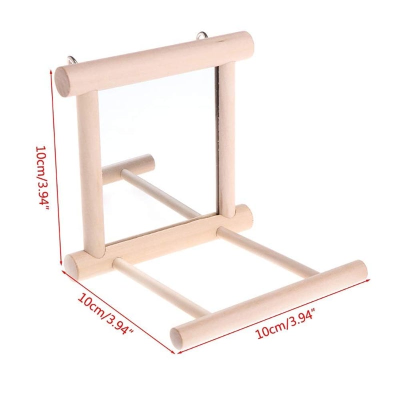 Litewoo Bird Mirror Wooden Hanging Swing Interactive Play Toys for Small Parrot Budgies Macaw African Grey Parakeet Cockatiel Conure Lovebird Cage Accessories (Bird Mirror Perch Stand-2 PCS) - Image 4